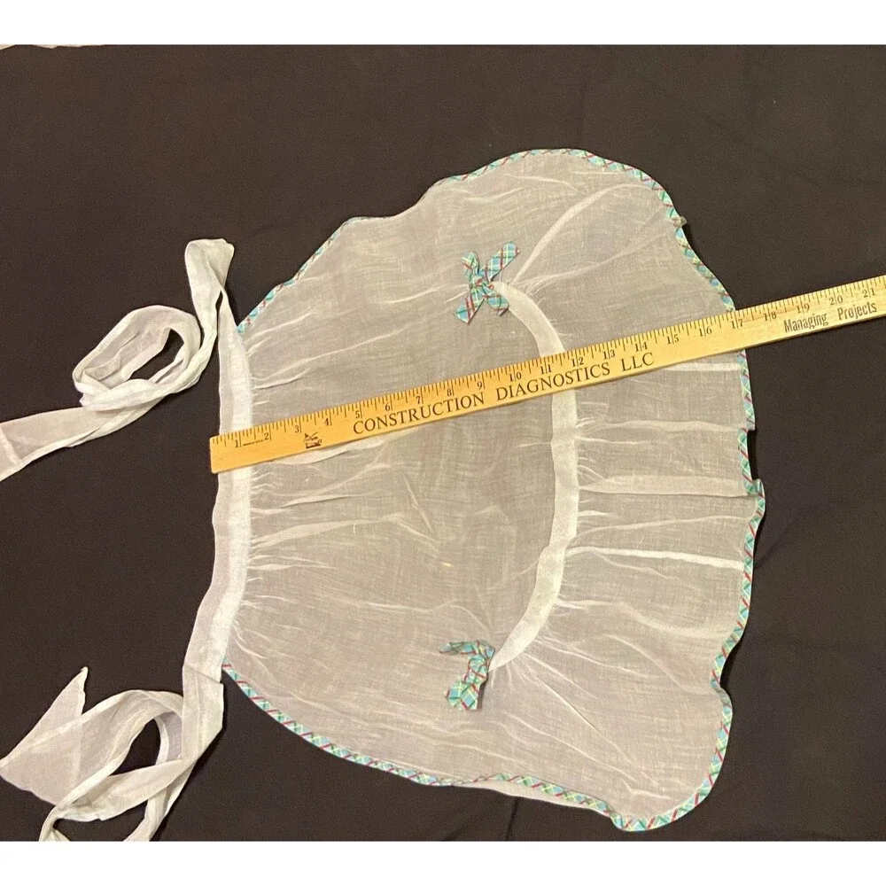 #5733 Womens Sheer VTG Light Blue Half Hostess Apron